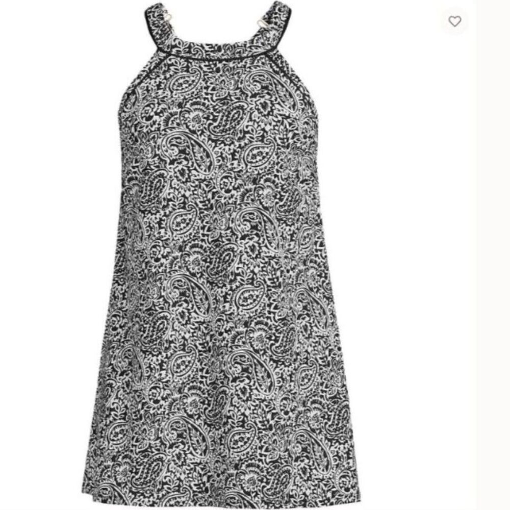 Lands' End swimsuit $135 new nwt 16 w 16w black modest Swimdress swim suit dress